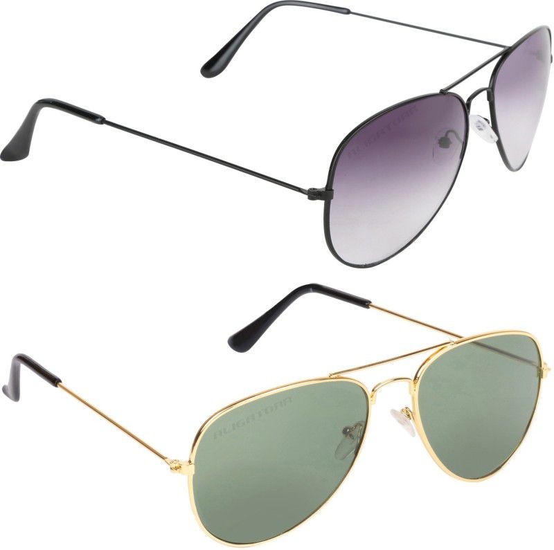 Night Vision, UV Protection Aviator Sunglasses (44)  (For Boys & Girls, Green, Grey)