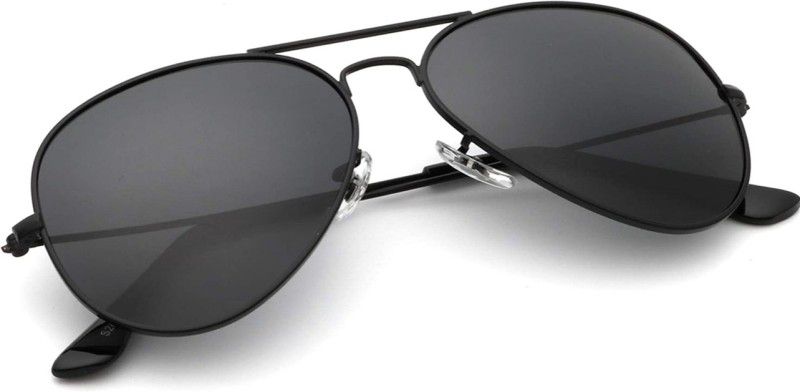 Toughened Glass Lens, UV Protection Aviator Sunglasses (Free Size)  (For Men & Women, Grey)