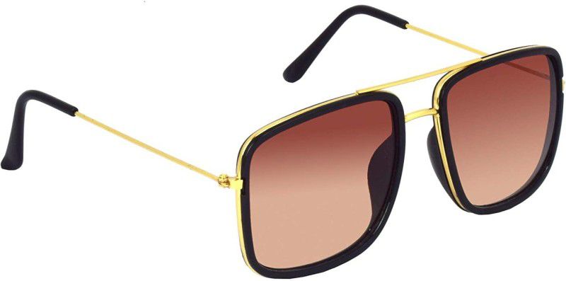 Night Vision, Riding Glasses, Toughened Glass Lens, UV Protection Retro Square Sunglasses (Free Size)  (For Men & Women, Brown)