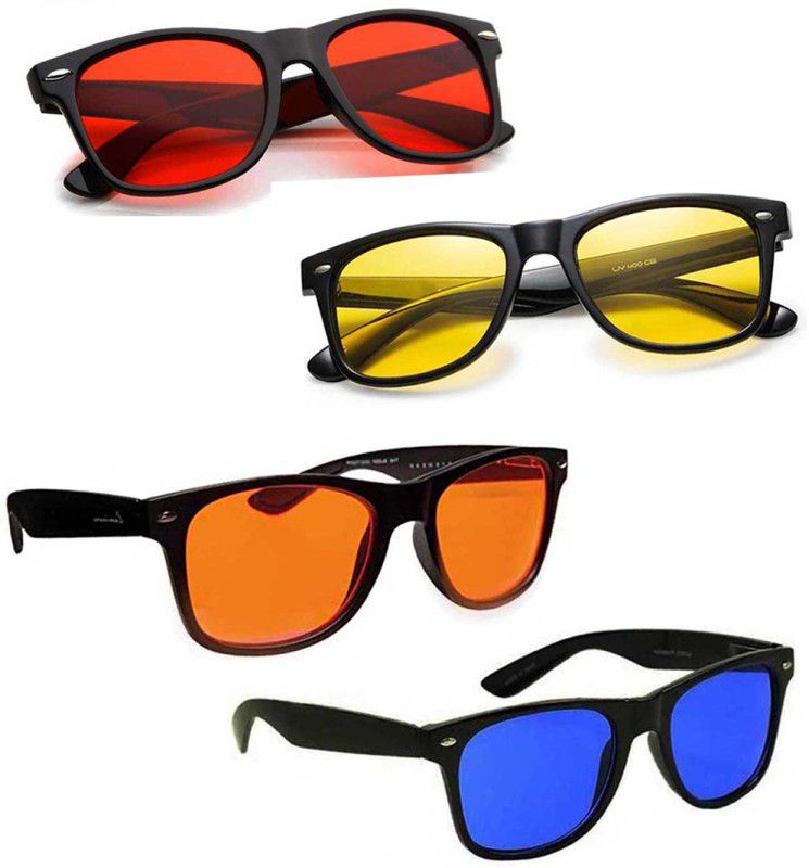 UV Protection Wayfarer Sunglasses (53)  (For Men & Women, Red, Blue, Yellow, Orange)