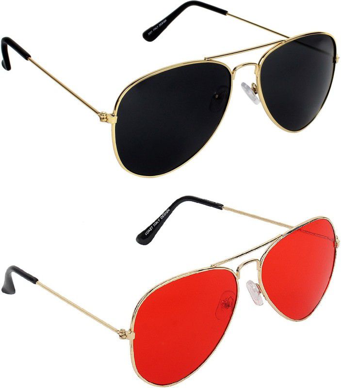 Aviator Sunglasses  (For Men & Women, Red, Black)