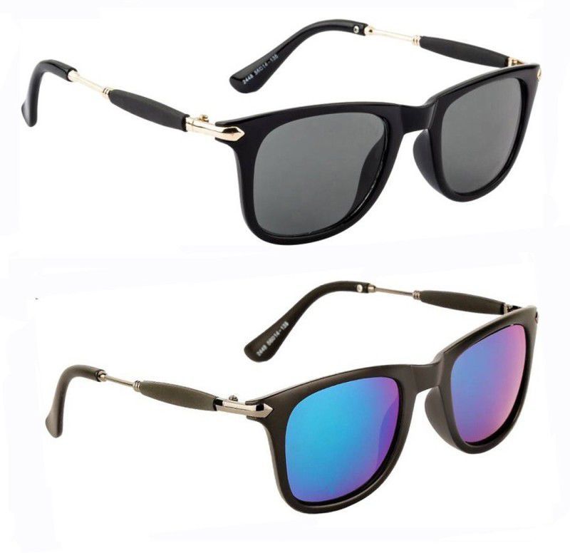Mirrored, UV Protection Wayfarer Sunglasses (Free Size)  (For Men & Women, Black, Green)