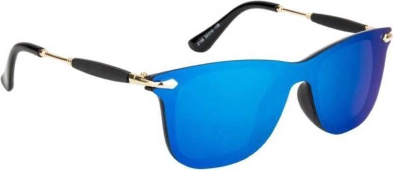 UV Protection Shield, Wayfarer Sunglasses (Free Size)  (For Men & Women, Blue)