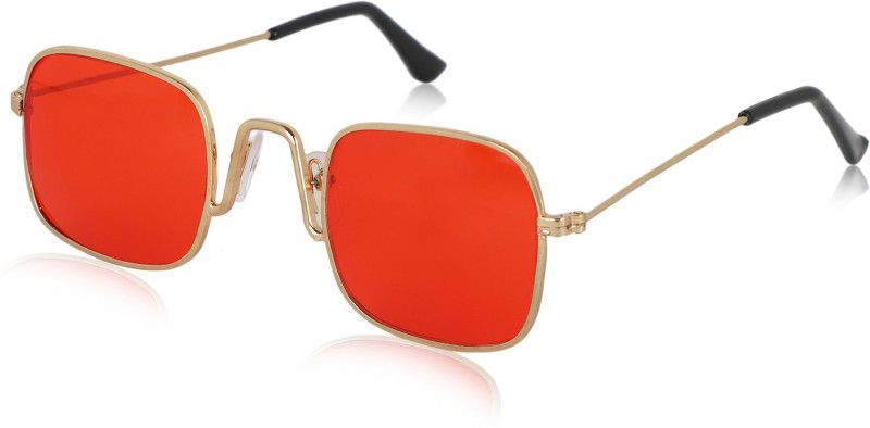 UV Protection, Riding Glasses Retro Square Sunglasses (Free Size)  (For Men & Women, Red)
