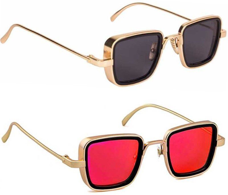 UV Protection, Mirrored Wayfarer Sunglasses (Free Size)  (For Men & Women, Red, Black)