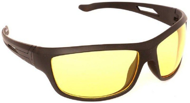 UV Protection, Polarized, Mirrored, Riding Glasses, Night Vision Sports Sunglasses (50)  (For Boys & Girls, Yellow)