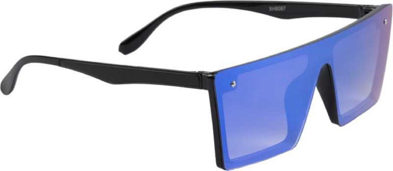 UV Protection, Polarized, Gradient, Others Retro Square Sunglasses (55)  (For Men & Women, Blue)