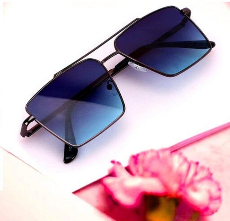 Polarized Retro Square Sunglasses (15)  (For Men & Women, Blue)