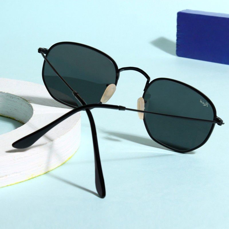 UV Protection Oval, Rectangular Sunglasses (Free Size)  (For Men & Women, Black, Black)