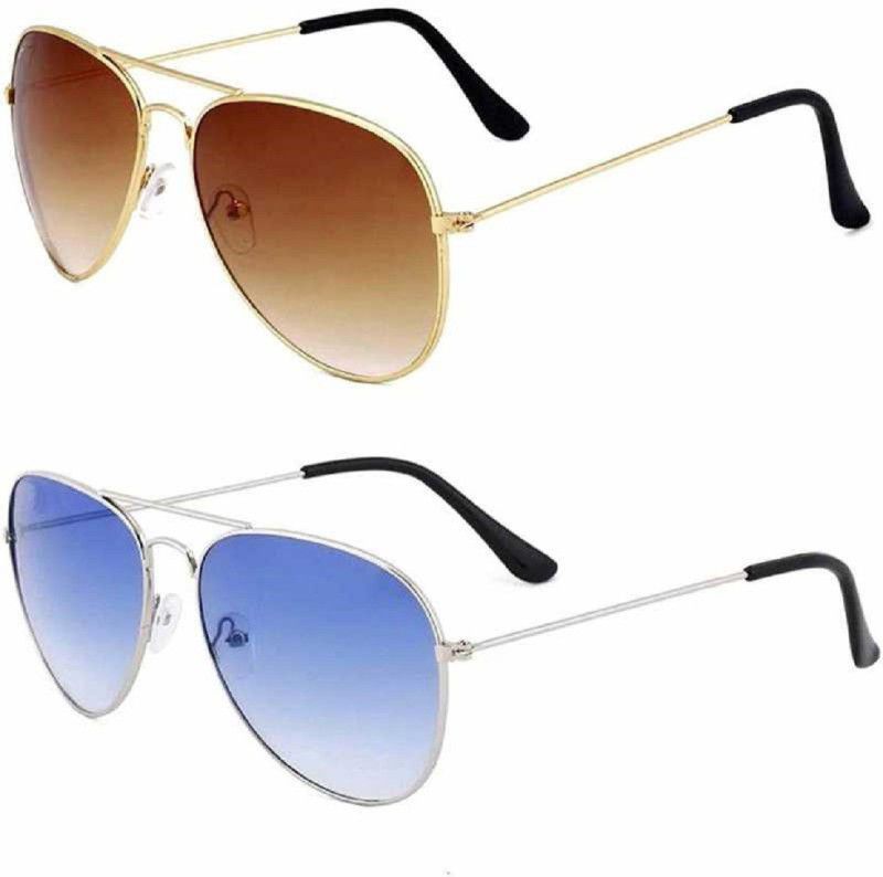 UV Protection, Polarized, Gradient, Mirrored Aviator, Aviator Sunglasses (55)  (For Men & Women, Brown, Multicolor)