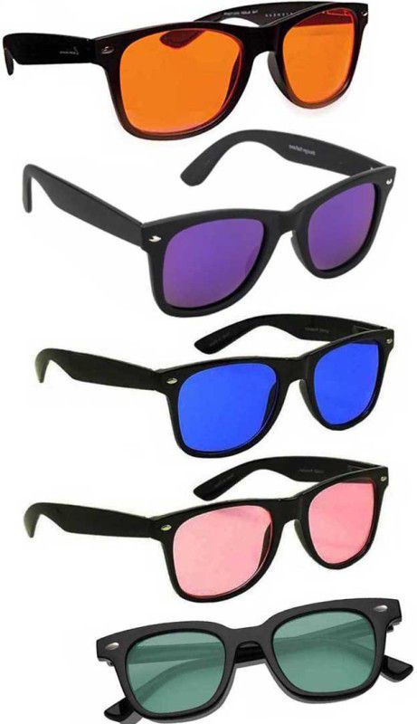 UV Protection Wayfarer Sunglasses (53)  (For Men & Women, Blue, Green, Pink)