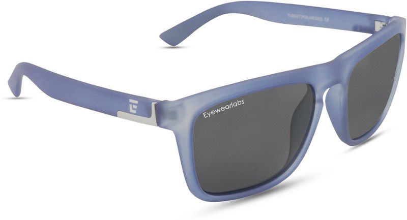 Polarized, UV Protection Retro Square Sunglasses (55)  (For Men, Black)