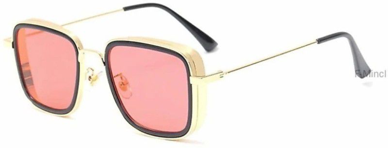 UV Protection, Polarized, Mirrored, Riding Glasses, Toughened Glass Lens, Others, Gradient Retro Square Sunglasses (Free Size)  (For Boys & Girls, Red, Yellow, Pink, Silver, Blue)
