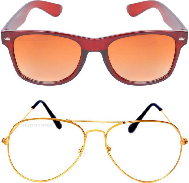 UV Protection Wayfarer, Aviator Sunglasses (45)  (For Men & Women, Brown, Clear)