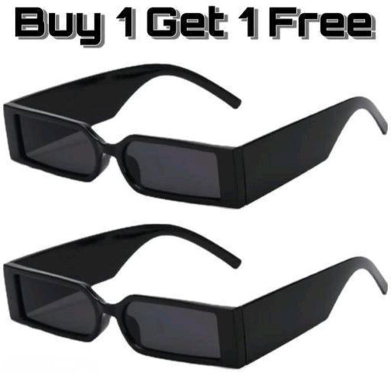 UV Protection, Riding Glasses Rectangular Sunglasses (Free Size)  (For Men & Women, Black)