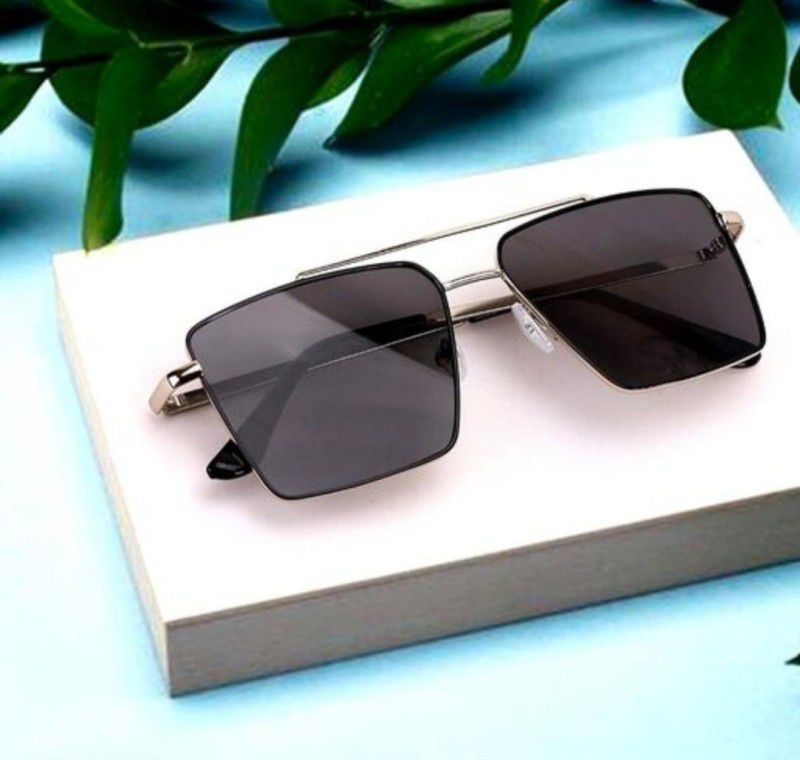 Polarized Retro Square Sunglasses (15)  (For Men & Women, Black)