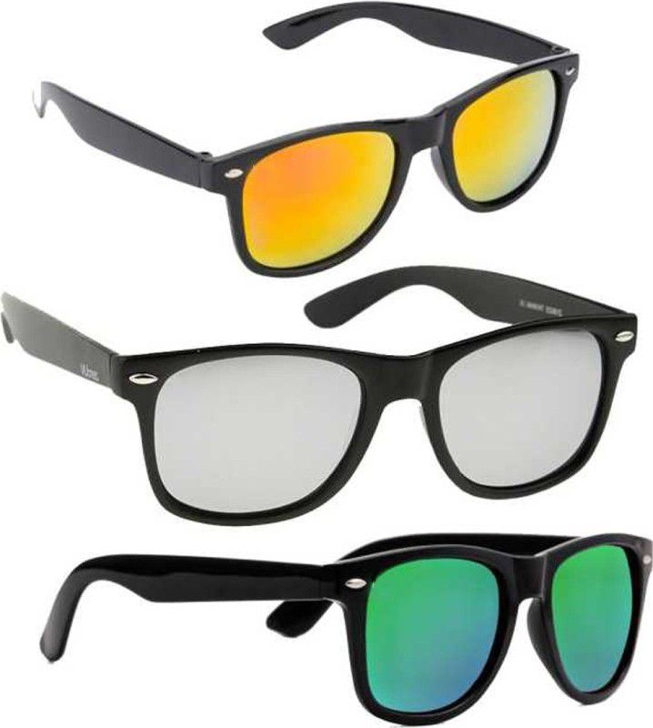 UV Protection Wayfarer Sunglasses (53)  (For Men & Women, Red, Silver, Green)
