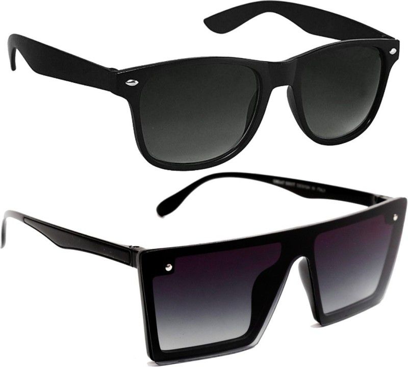 UV Protection Retro Square, Rectangular, Oval, Round Sunglasses (49)  (For Men & Women, Black)