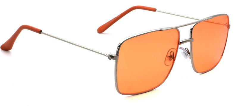 UV Protection, Night Vision Retro Square Sunglasses (52)  (For Men & Women, Orange)