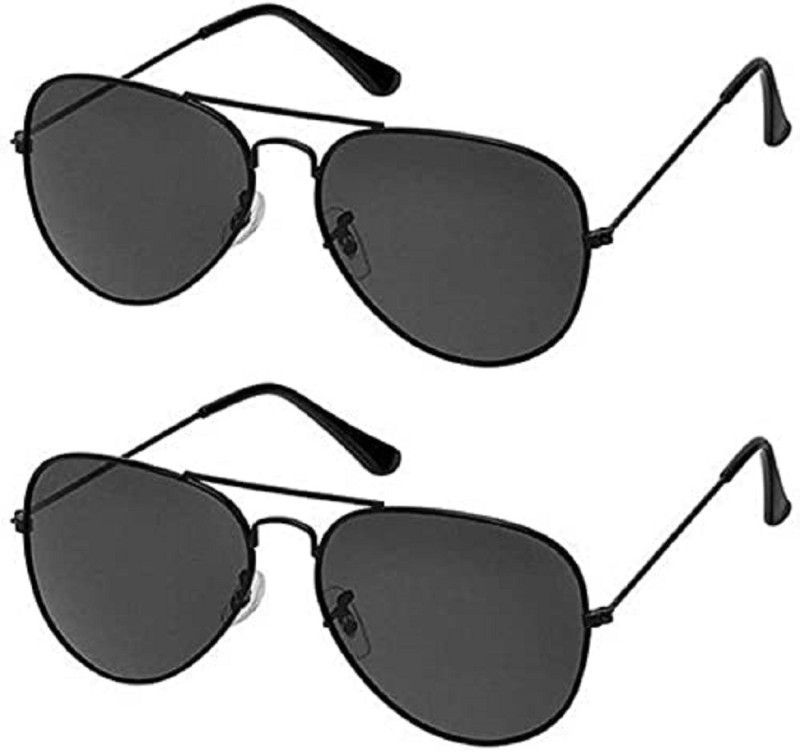 UV Protection, Polarized, Gradient, Mirrored Aviator, Aviator Sunglasses (55)  (For Men & Women, Black, Grey)