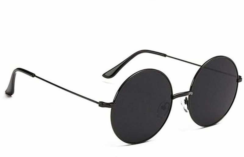 Polarized, UV Protection, Riding Glasses Round Sunglasses (Free Size)  (For Men & Women, Black)