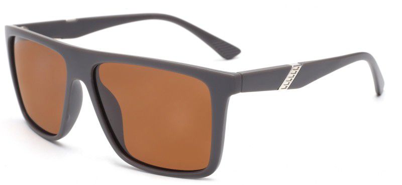 Polarized, UV Protection Rectangular Sunglasses (62)  (For Men & Women, Brown)