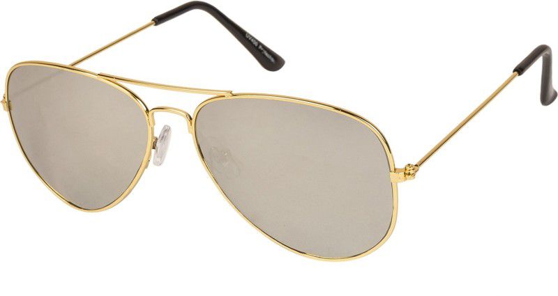UV Protection, Polarized Aviator Sunglasses (50)  (For Men & Women, Silver)