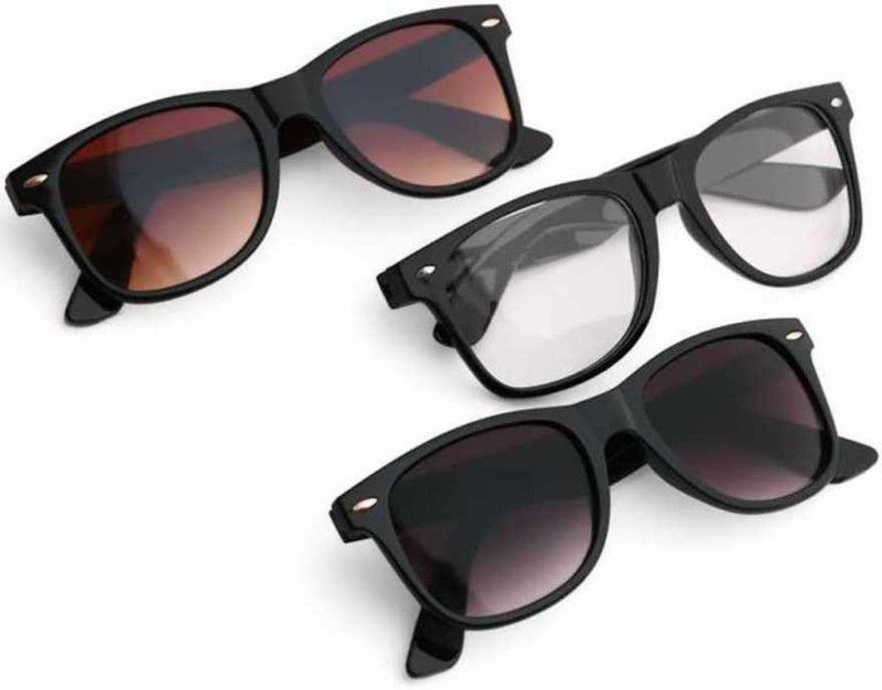 UV Protection, Riding Glasses, Polarized Wayfarer, Wayfarer Sunglasses (Free Size)  (For Men & Women, Black, Brown, Clear)