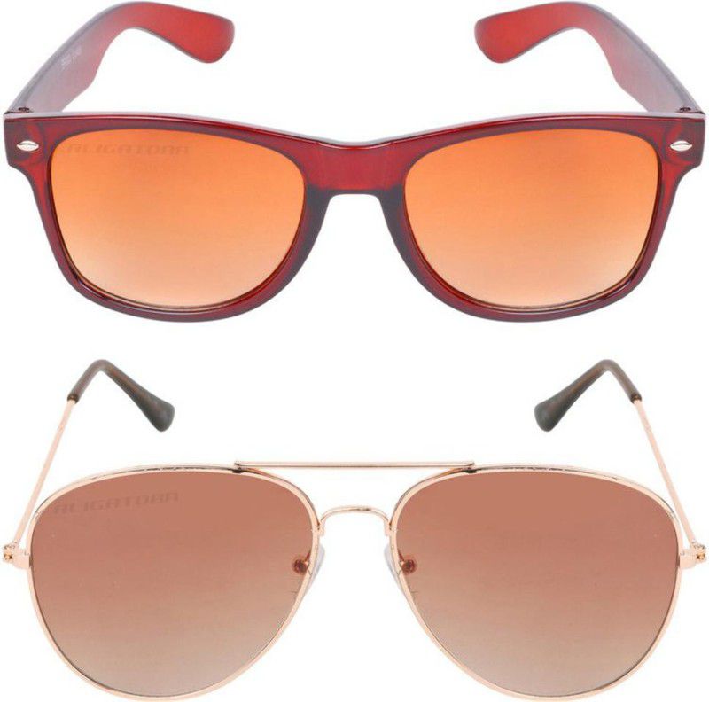 UV Protection Wayfarer, Aviator Sunglasses (45)  (For Men & Women, Brown, Brown)