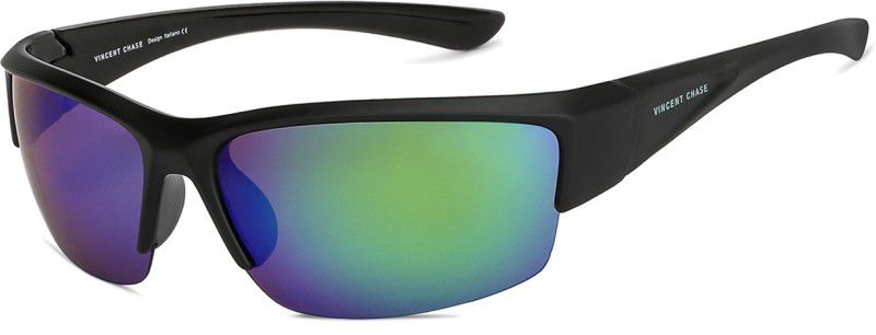 Polarized, UV Protection Rectangular Sunglasses (67)  (For Men & Women, Green)