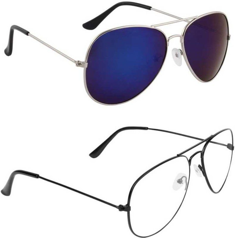 UV Protection Aviator Sunglasses (55)  (For Men & Women, Blue, Clear)