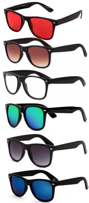 UV Protection Wayfarer Sunglasses (Free Size)  (For Men & Women, Brown, Black, Green, Red, Clear, Blue)