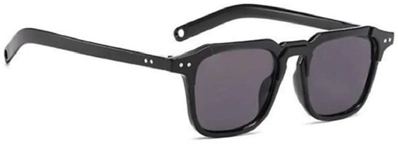 UV Protection, Gradient, Mirrored Retro Square Sunglasses (52)  (For Men & Women, Black)