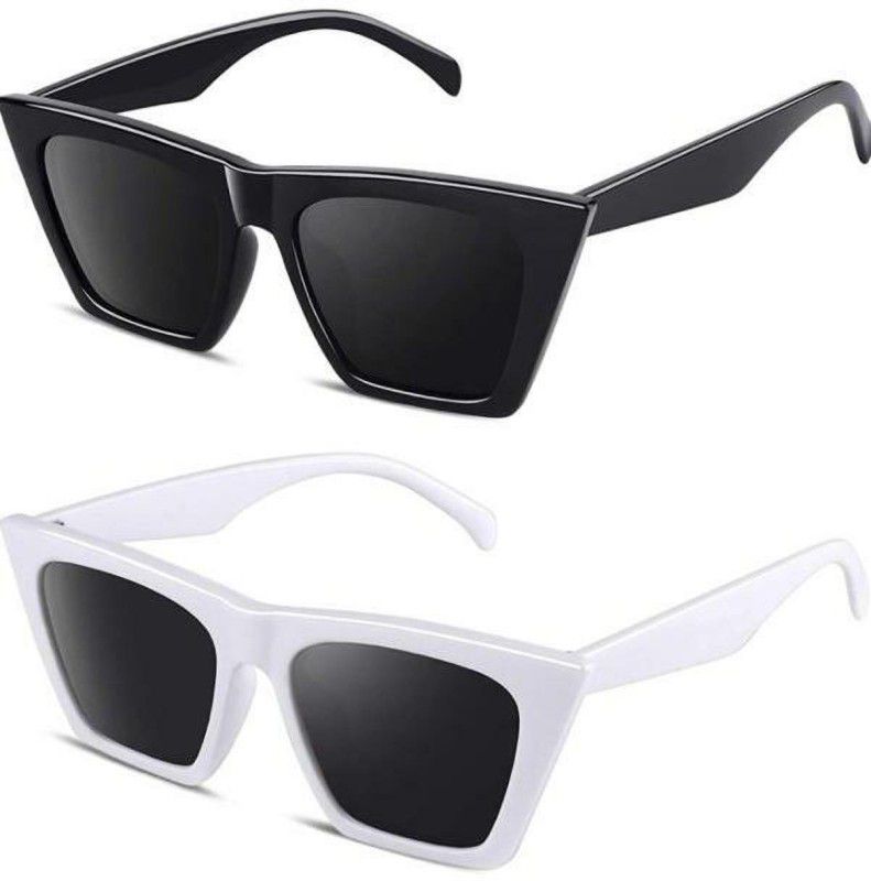 UV Protection, Polarized Cat-eye Sunglasses (Free Size)  (For Men & Women, Black)
