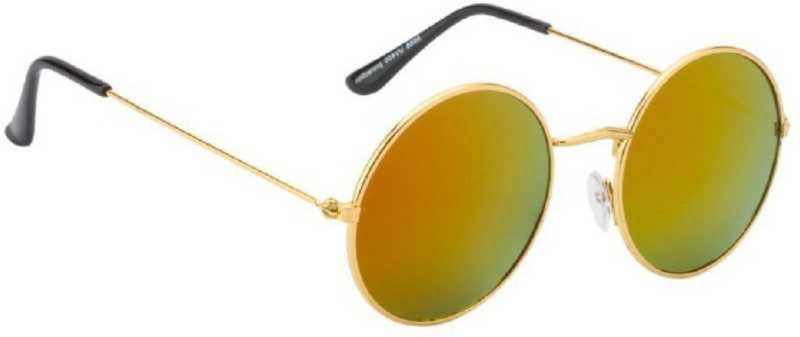 UV Protection, Polarized, Gradient, Mirrored Round Sunglasses (55)  (For Boys & Girls, Orange)
