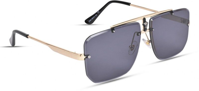 UV Protection Retro Square Sunglasses (60)  (For Men & Women, Black, Golden)