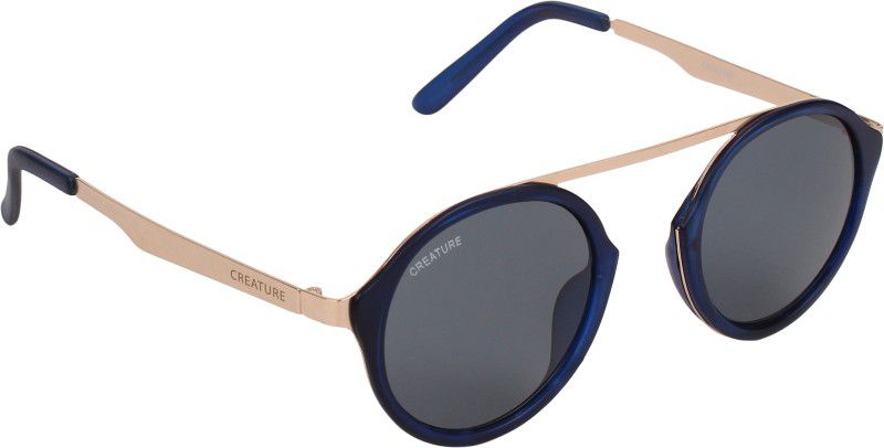 Mirrored, UV Protection Wayfarer, Round Sunglasses (Free Size)  (For Men & Women, Grey, Blue)