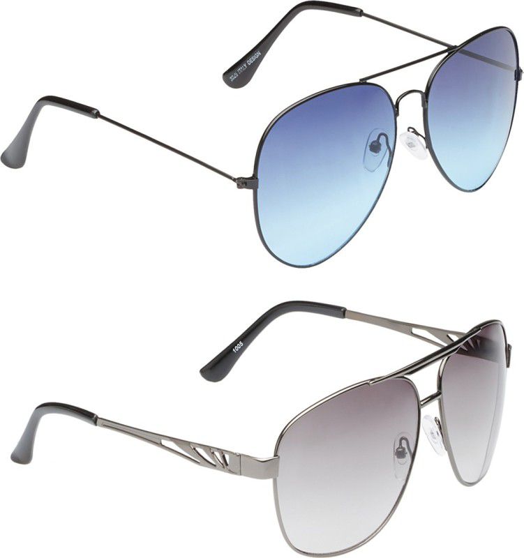 Gradient, UV Protection Aviator Sunglasses (Free Size)  (For Men & Women, Blue, Grey)