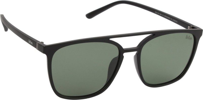 Polarized Retro Square Sunglasses (55)  (For Men & Women, Green)