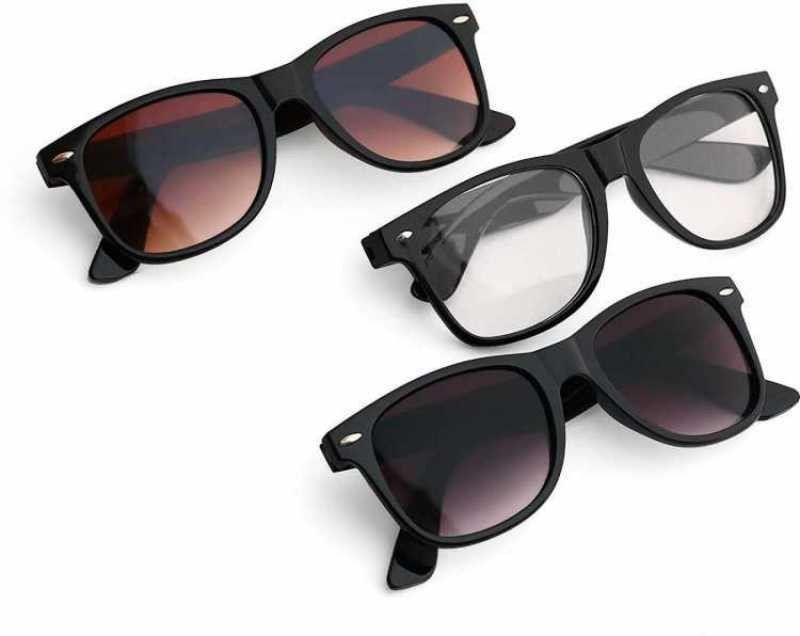 Wayfarer Sunglasses  (For Men & Women, Black, Brown, Clear)