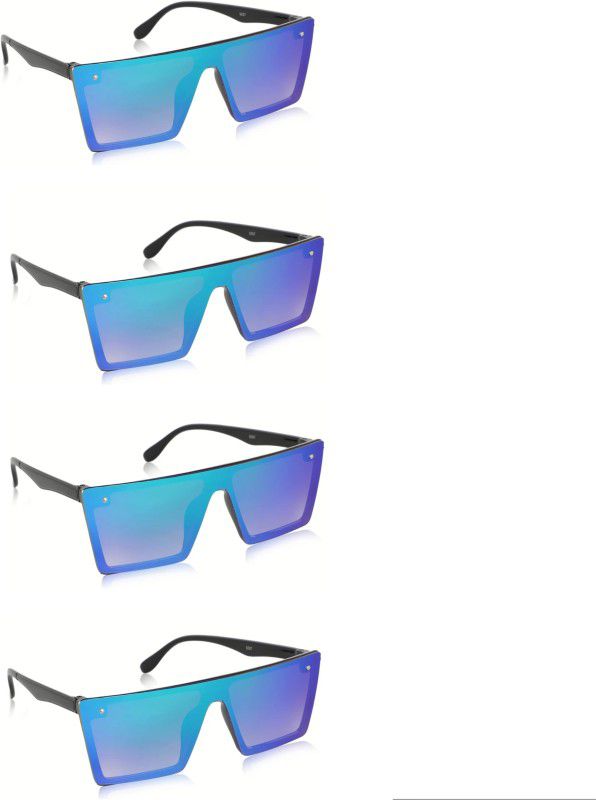 Riding Glasses, UV Protection Rectangular Sunglasses (Free Size)  (For Men & Women, Blue)
