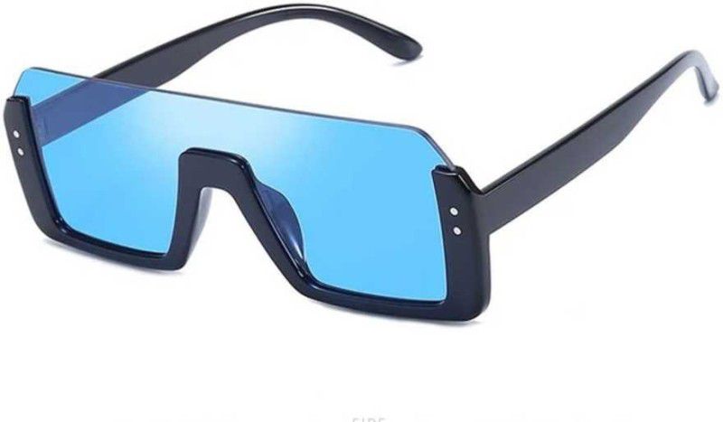 Gradient, UV Protection, Riding Glasses Retro Square, Over-sized, Shield Sunglasses (55)  (For Men & Women, Blue)
