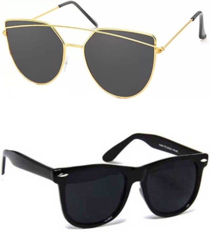 Gradient, UV Protection, Others Butterfly, Wayfarer Sunglasses (Free Size)  (For Men & Women, Black, Blue)
