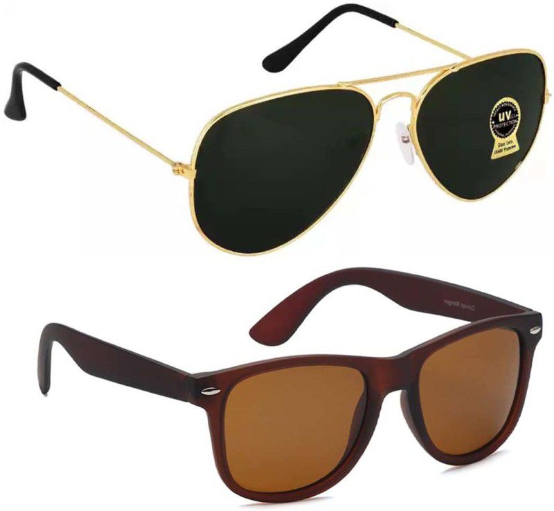 Aviator, Wayfarer Sunglasses  (For Men & Women, Black, Brown)