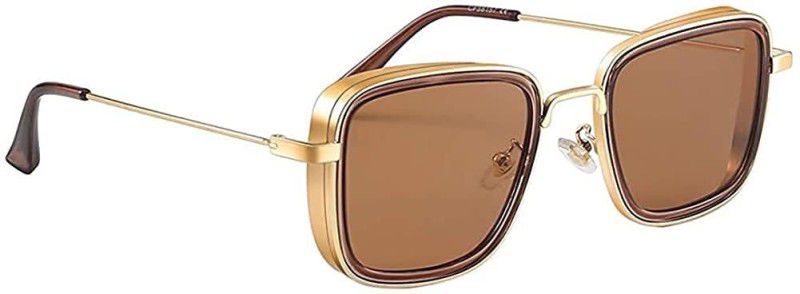 UV Protection, Polarized, Gradient, Mirrored Retro Square Sunglasses (55)  (For Men & Women, Brown)
