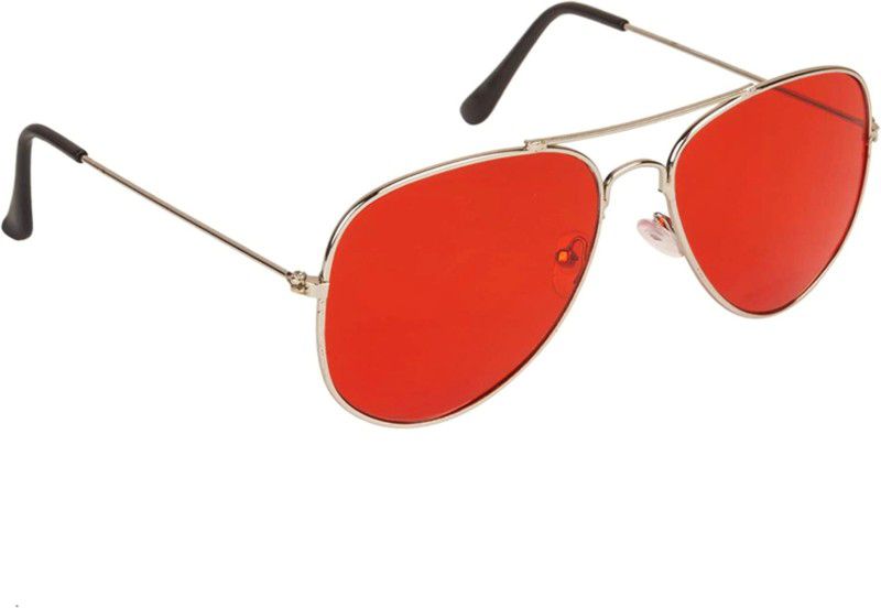 Riding Glasses, UV Protection Aviator Sunglasses (Free Size)  (For Men & Women, Red)