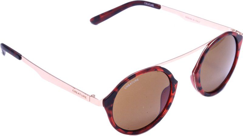 Mirrored, UV Protection Wayfarer, Round Sunglasses (Free Size)  (For Men & Women, Brown)