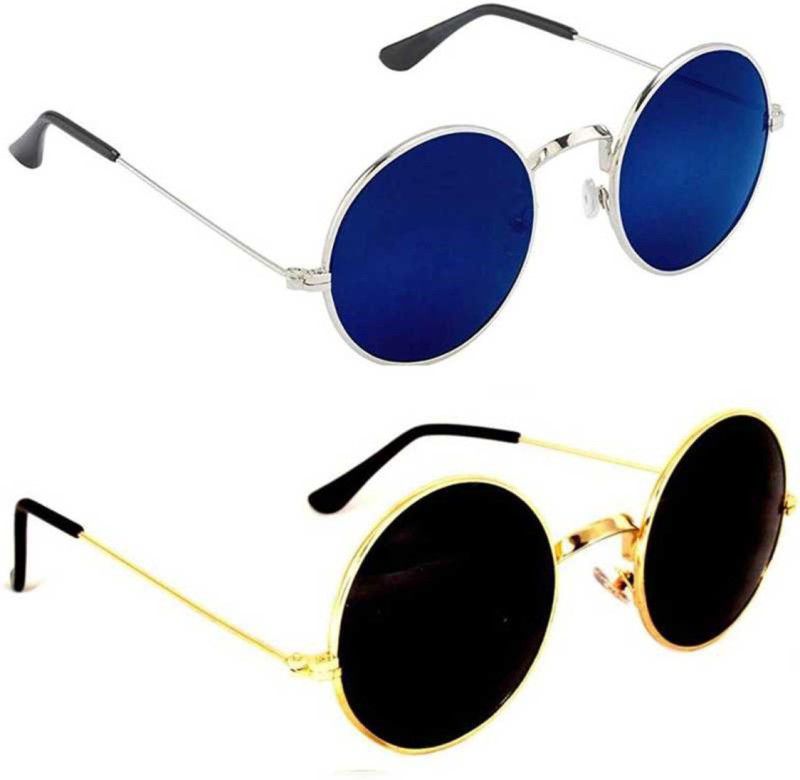 UV Protection Round Sunglasses (55)  (For Boys & Girls, Blue, Black)