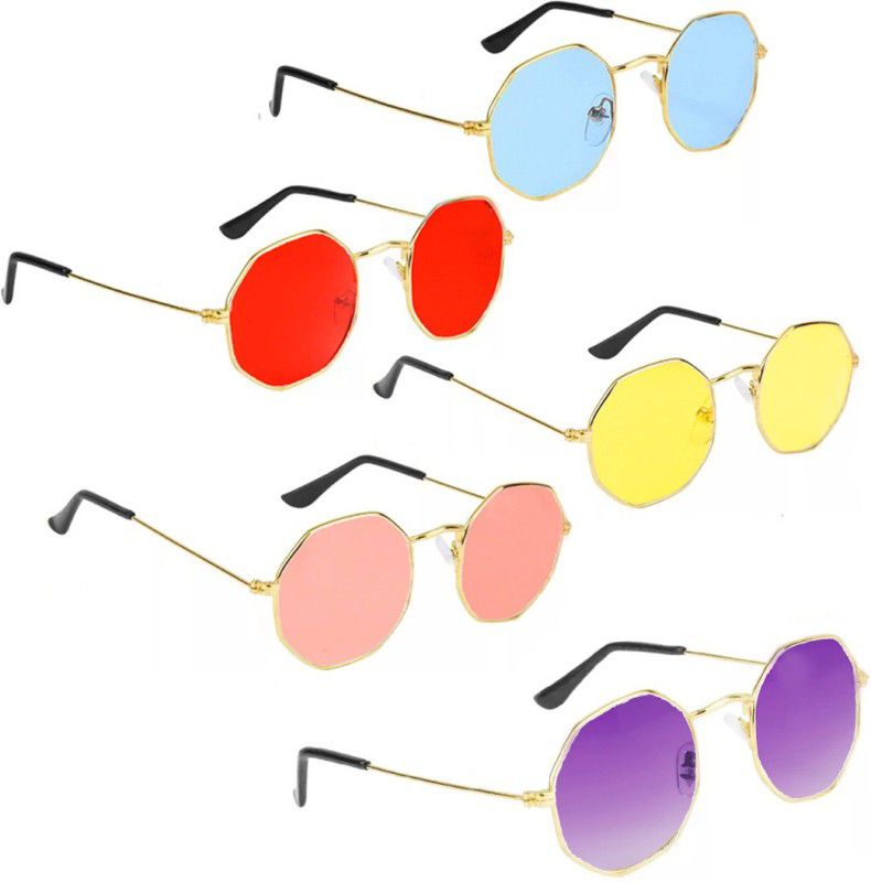 UV Protection, Night Vision Oval Sunglasses (53)  (For Men & Women, Red, Yellow, Blue, Pink, Green)