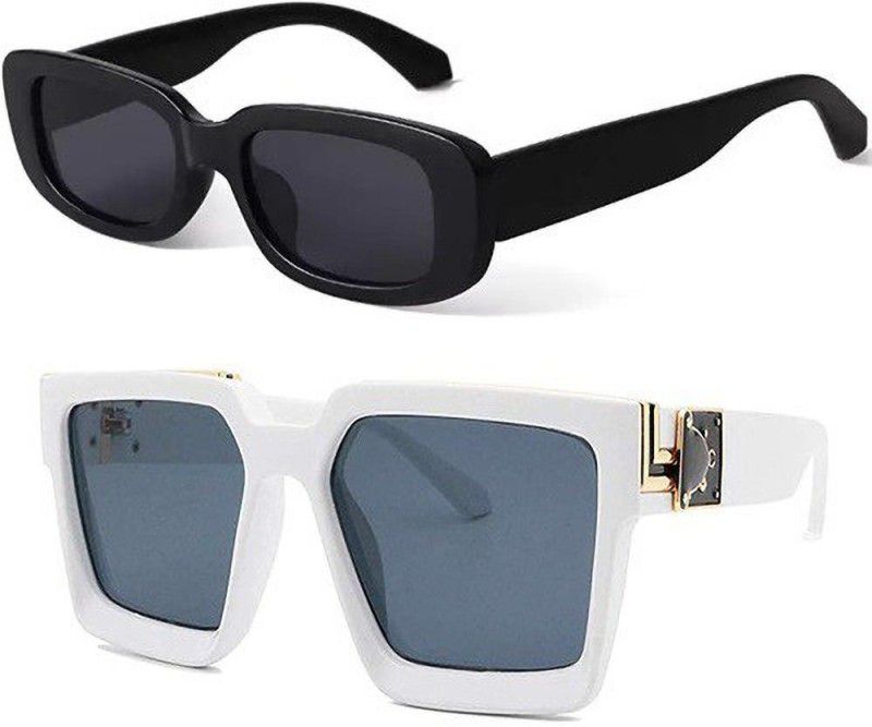 Gradient Rectangular Sunglasses (50)  (For Men & Women, Black)